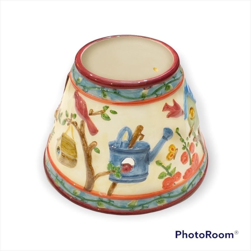 Candle Jar Shade Large Birdhouses Birds Flowers For Yankee Candles Ceramic - Picture 12 of 16